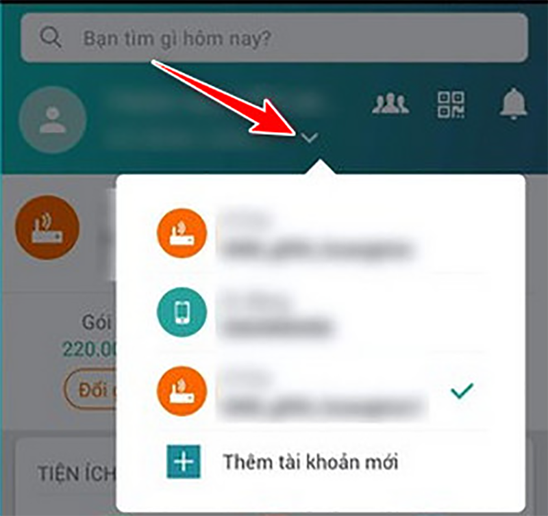 chọn hợp đồng Internet đã đăng ký sử dụng muốn đổi mật khẩu Wifi