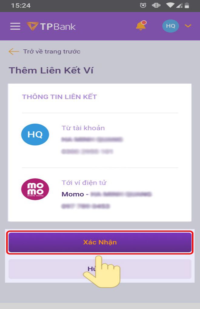 chon xac nhan