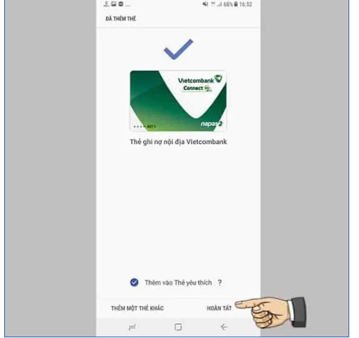 Vậy là thao tác xong cách cài đặt và thiết lập thẻ thanh toán Samsung Pay. quy trinh hoan thanh