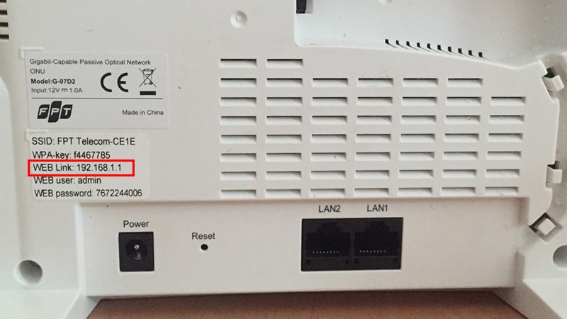 ĐỊa chỉ modem FPT