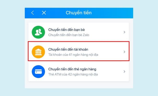 chon chuyen den tai khoan