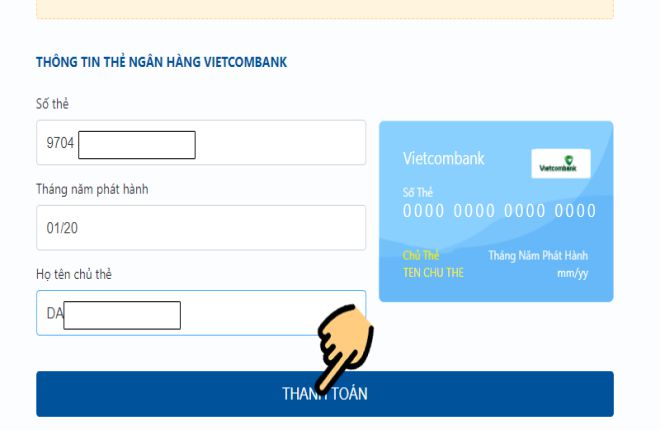 nhap thong tin tren the