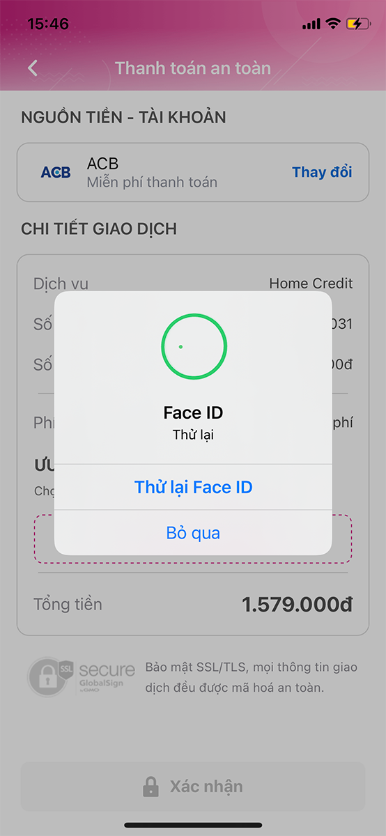 xac nhan bang mat khau momo
