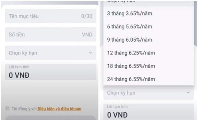 Nhập thông tin gói tiết kiệm nhap thong tin