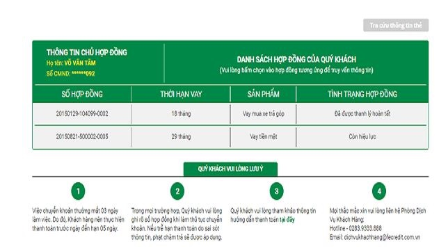 kiem tra hop dong fe credit