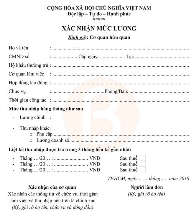 Mẫu xác nhận lương 05 Mẫu xác nhận lương 05