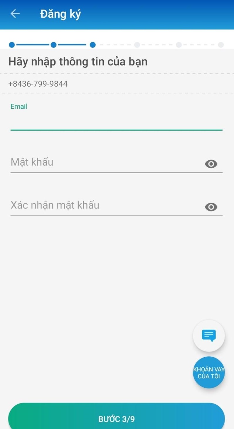 tạo mật khẩu tài khoản vay tiền Oncredit