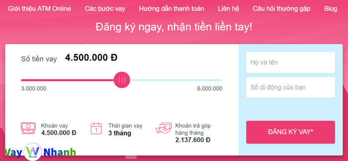 Truy cập website của Atm Online