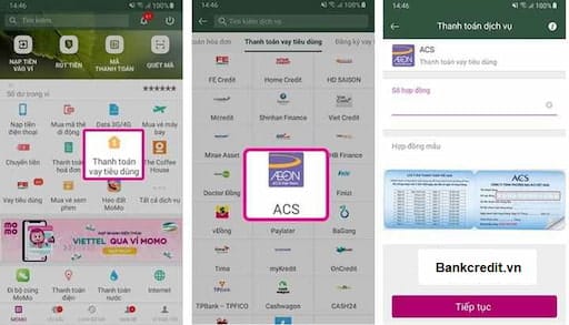 Tra cứu khoản vay ACS qua ví điện tử