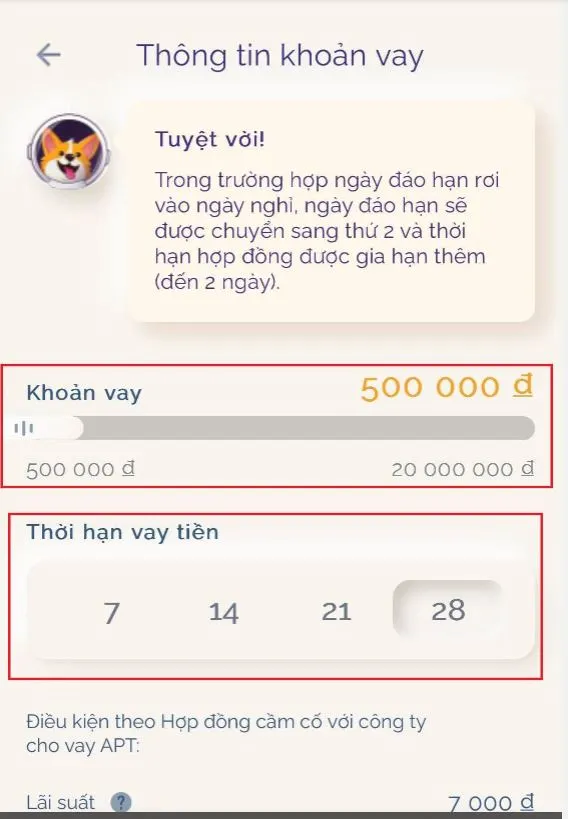hướng dẫn vay tiền cozmo money - bước 4