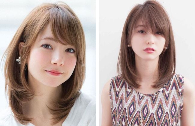 Tóc layer mái xéo nữ