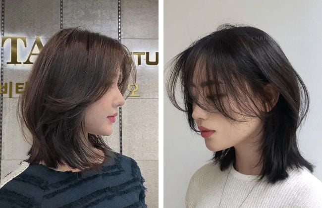 Tóc layer medium length nữ