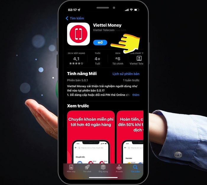 Tìm kiếm ứng dụng Viettel Money trên CH Play hoặc Apple Store