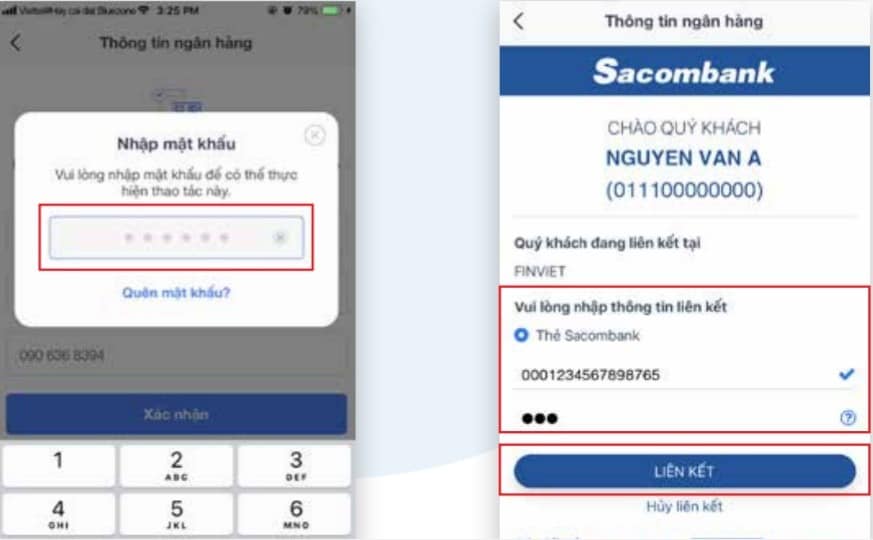 Bước 5: Nhập thông tin thẻ và nhấn "Liên kết".