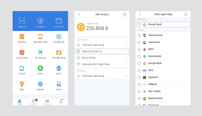 Hướng dẫn nạp tiền vào ví AirPay