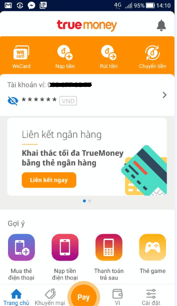 Nhán vào mục "Cài đặt" sau khi đăng nhập