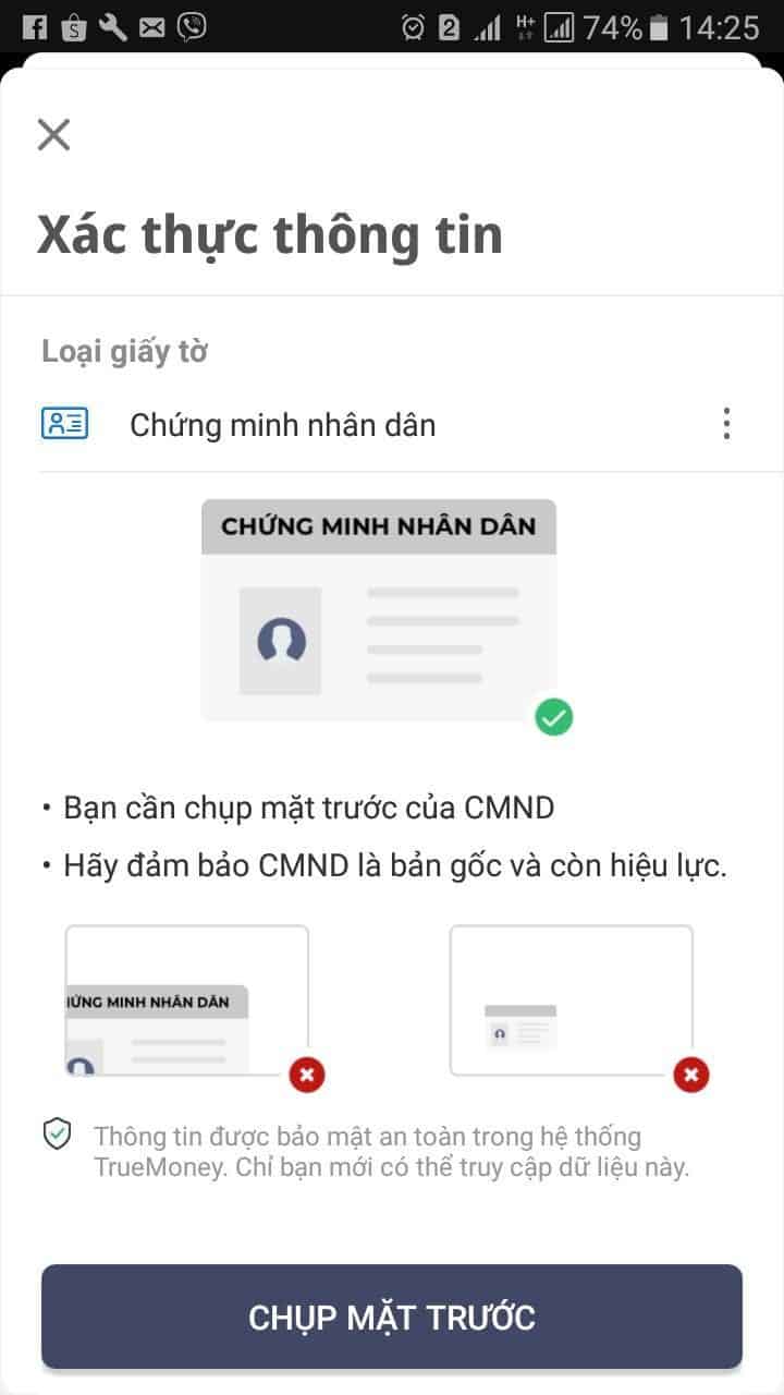 Chụp các ảnh theo hướng dẫn của hệ thống