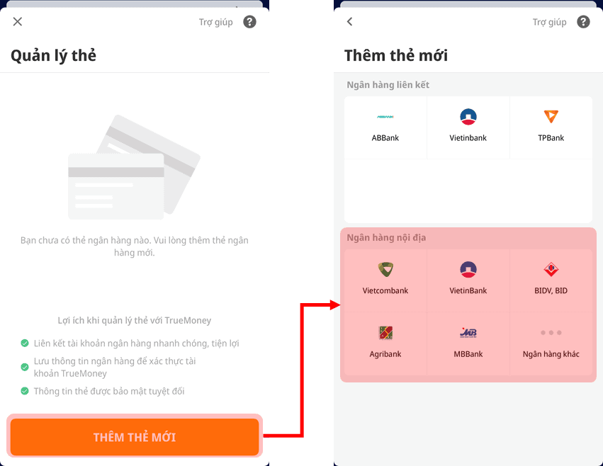 Chọn ngân hàng mà bạn đang sử dụng