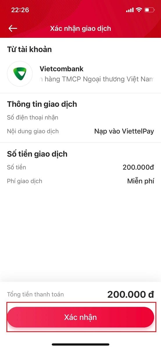 Kiểm tra lại thông tin và nhấn "Xác nhận"
